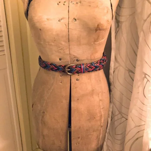 Orvis Multi Colour Braided Leather Belt, Antique Brass Buckle - Size M - Picture 10 of 10